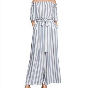 BCBC striped linen jumpsuit
